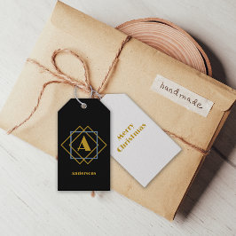 Kerstmis minimalistisch Monogram in Lijsten Custom Cadeaulabel