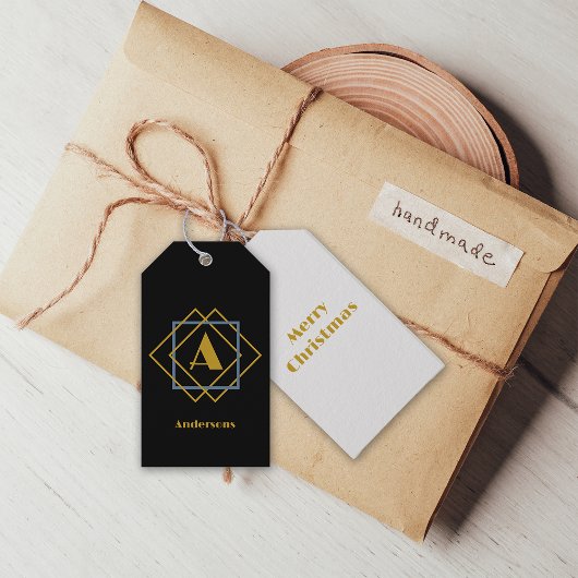 Kerstmis minimalistisch Monogram in Lijsten Custom Cadeaulabel