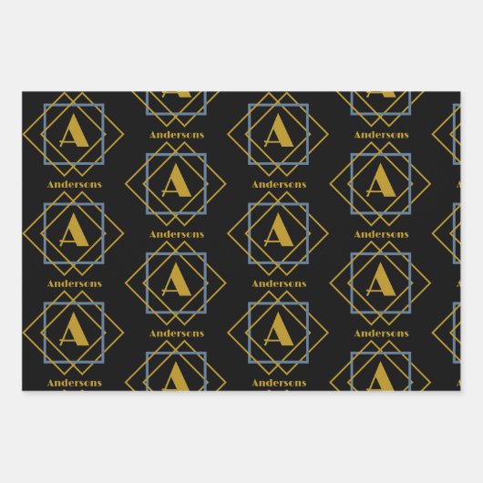 Kerstmis minimalistisch Monogram in Lijsten Custom Inpakpapier Vel (Voorkant)