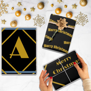 Kerstmis minimalistisch Monogram in Lijsten Custom Inpakpapier Vel