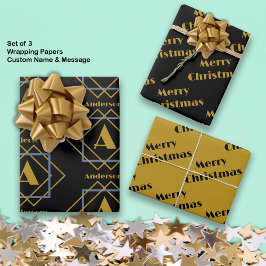 Kerstmis minimalistisch Monogram in Lijsten Custom Inpakpapier Vel