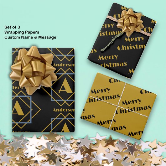 Kerstmis minimalistisch Monogram in Lijsten Custom Inpakpapier Vel