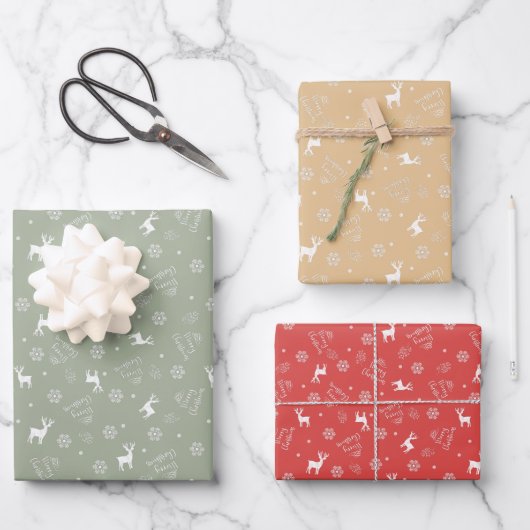 Kerstmis Minimalistisch Patroon  Inpakpapier Vel (Voorkant)