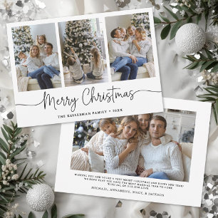 Kerstmis Minimalistisch Schrift Elegante Foto Feestdagenkaart