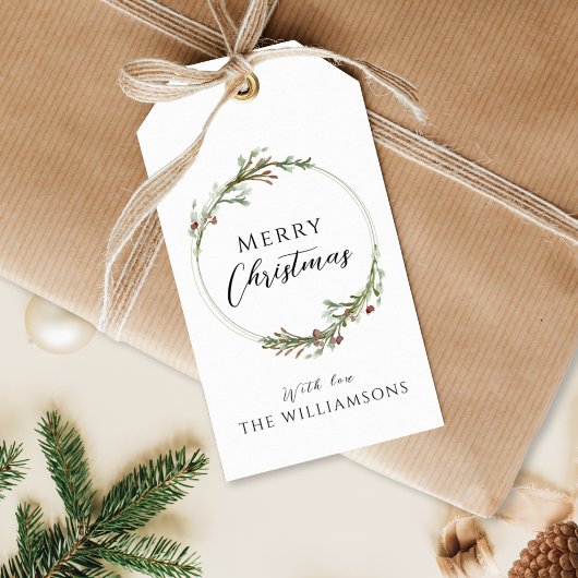 Kerstmis Minimalistische Krans Cadeaulabel