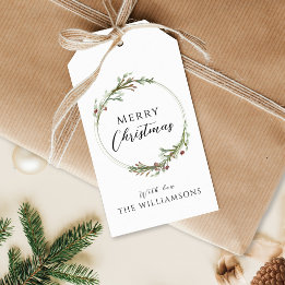 Kerstmis Minimalistische Krans Cadeaulabel