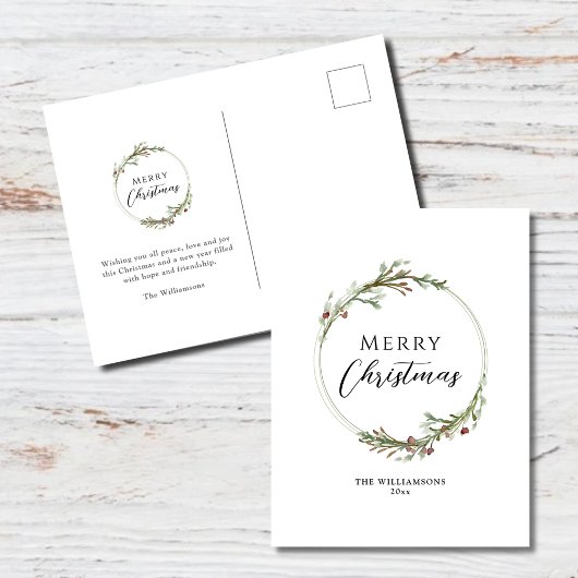 Kerstmis Minimalistische Krans Feestdagenkaart