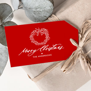 Kerstmis Minimalistische Krans Gepersonaliseerd Cadeaulabel