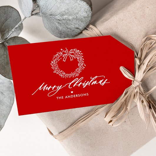 Kerstmis Minimalistische Krans Gepersonaliseerd Cadeaulabel
