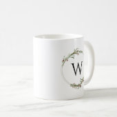 Kerstmis Minimalistische Krans Monogram Koffiemok (Voorkant rechts)