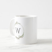 Kerstmis Minimalistische Krans Monogram Koffiemok (Voorkant links)