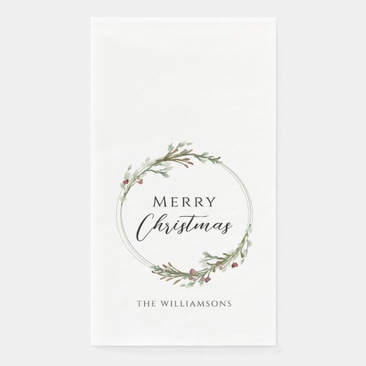 Kerstmis Minimalistische Krans Servet (Voorkant)