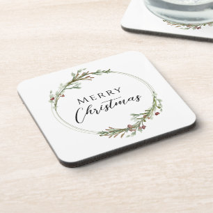 Kerstmis minimalistische krans wit bier onderzetter
