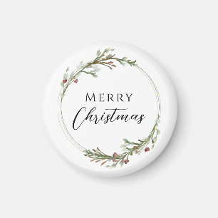 Kerstmis Minimalistische Krans Wit Magneet