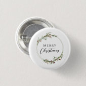 Kerstmis Minimalistische Krans Wit Ronde Button 3,2 Cm (Voorkant /achterkant)