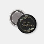 Kerstmis Minimalistische Krans Zwart Magneet (Voorkant / Achterkant)