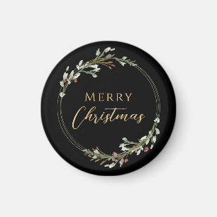 Kerstmis Minimalistische Krans Zwart Magneet