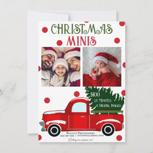 Kerstmis Minis Rode Vrachtwagen Fotografie Flyer Kaart (Voorkant)