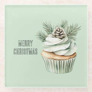 Kerstmis Mint Dennenkegel Cupcake Glazen Onderzetter