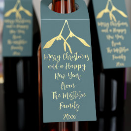 Kerstmis Misteletoe Groene Fles Hanger Label