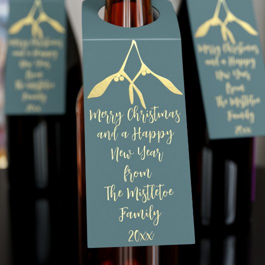 Kerstmis Misteletoe Groene Fles Hanger Label