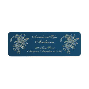 Kerstmis Mistletoe Blauwe Retouradres Etiket
