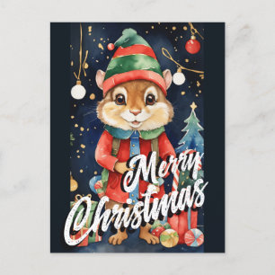Kerstmis Mistletoe Chipmunk Groet Briefkaart
