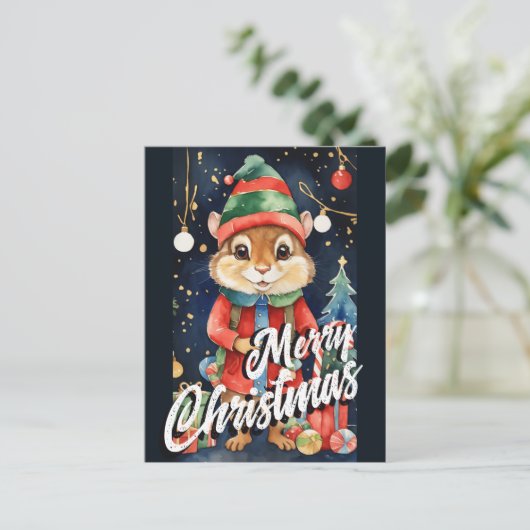 Kerstmis Mistletoe Chipmunk Groet Briefkaart (Staand voorkant)