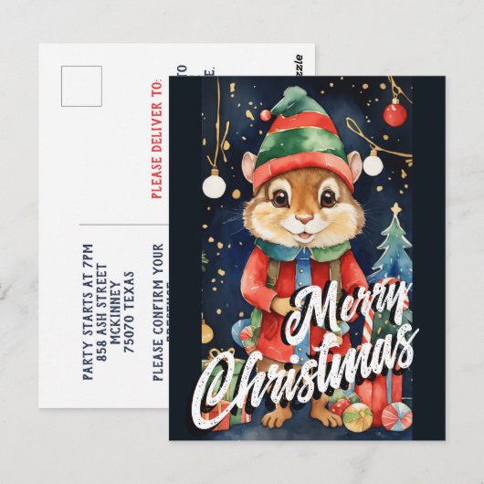 Kerstmis Mistletoe Chipmunk Groet Briefkaart (Voorkant / Achterkant)