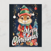 Kerstmis Mistletoe Chipmunk Groet Briefkaart (Voorkant)