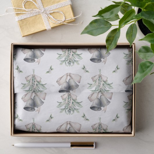 Kerstmis Mistletoe en Zilveren Bellen Tissuepapier (Geschenk)