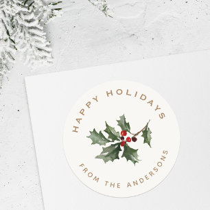 Kerstmis Mistletoe Familienaam Cadeau Ronde Sticker