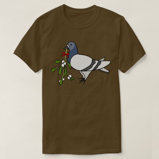Kerstmis Mistletoe Fred de Pigeon 1 T-shirt (Design voorkant)