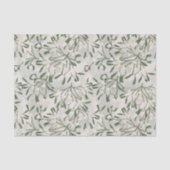 Kerstmis Mistletoe Groen & Wit Botanisch  Tissuepapier (Voorkant)