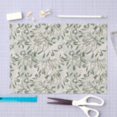 Kerstmis Mistletoe Groen & Wit Botanisch  Tissuepapier (Craft)