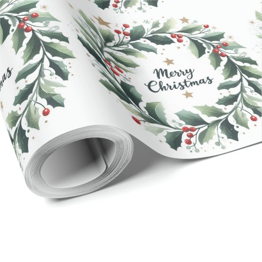 Kerstmis Mistletoe Krans Cadeaupapier (Rol Hoek)