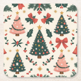 Kerstmis mistletoe & linten vakantie kartonnen onderzetters