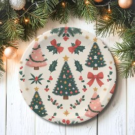 Kerstmis mistletoe & linten vakantie papieren bordje