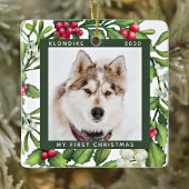 Kerstmis Mistletoe Persoonlijke foto van Pet Dog Keramisch Ornament