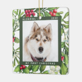 Kerstmis Mistletoe Persoonlijke foto van Pet Dog Keramisch Ornament (Links)