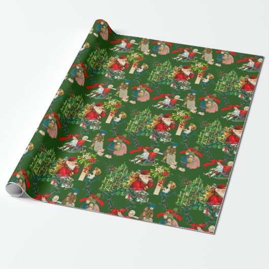 Kerstmis, , mistletoe, poinsettia-bloem   cadeaupapier (Uitgerold)