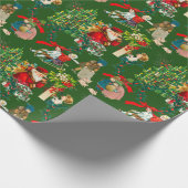 Kerstmis, , mistletoe, poinsettia-bloem   cadeaupapier (Hoek)