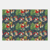 Kerstmis, , mistletoe, poinsettia-bloem  inpakpapier vel (Voorkant 2)