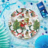 Kerstmis, , mistletoe, poinsettia-bloem  papieren bordje (Feest)