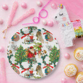 Kerstmis, , mistletoe, poinsettia-bloem  papieren bordje (Feest)