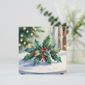 Kerstmis Mistletoe Prettige Feestdagen Aquarel Kaa Feestdagenkaart (Staand voorkant)
