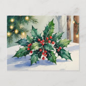 Kerstmis Mistletoe Prettige Feestdagen Watercolor (Voorkant)