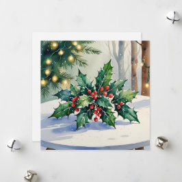 Kerstmis Mistletoe Prettige Feestdagen Watercolor Feestdagenkaart