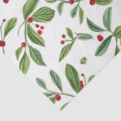 Kerstmis Mistletoe Rode Bes Witte Waterverf Tissuepapier (Detail)