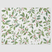 Kerstmis Mistletoe Rode Bes Witte Waterverf Tissuepapier (Voorkant)